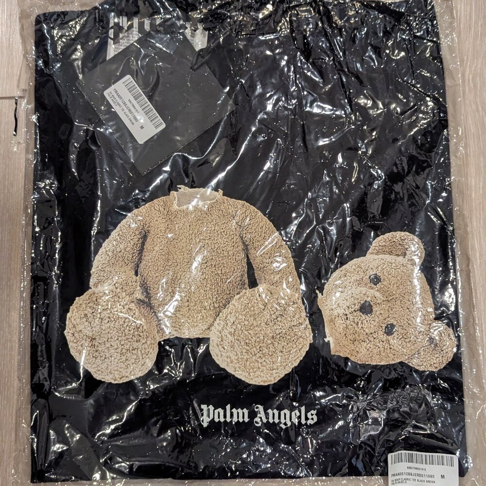 PALM ANGELS Teddy Bear Streetwear Luxury Designer Tee Shirt Men Medium Black NWT